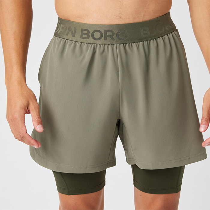 Björn Borg 2 in 1 Shorts Men (Dusty Olive) - S