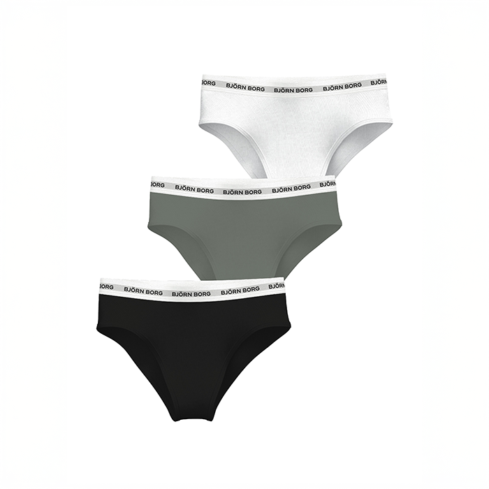 Björn Borg Logo Highwaist Briefs 3-pack Sort, XL