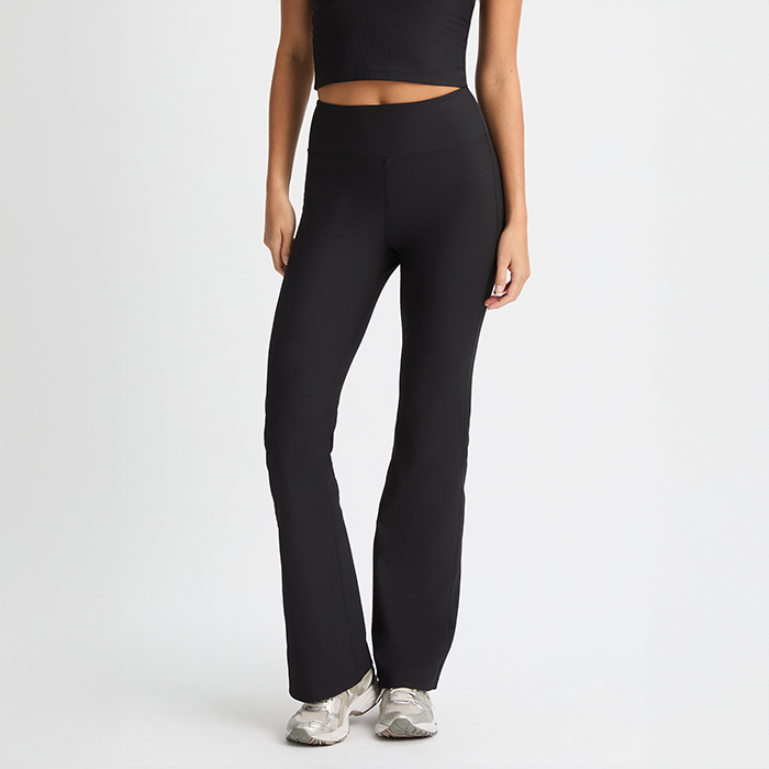 Ribstrikkede Flare Tights Sort