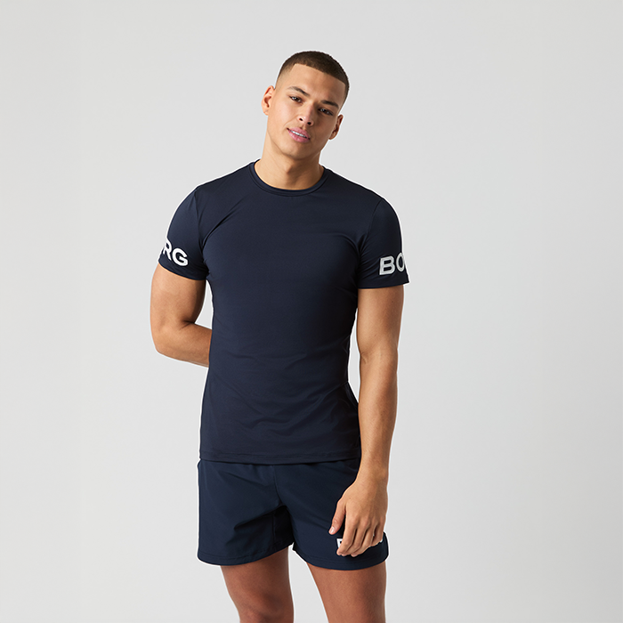 Björn Borg Performance Tee Mørkblå polyester Small Herre