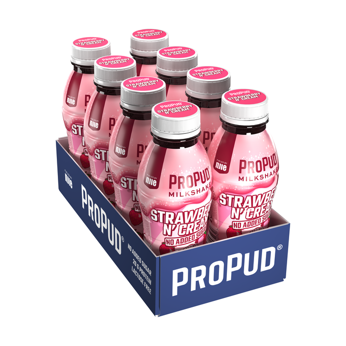 8 x ProPud Protein Milkshake, 330 ml, Jordbær