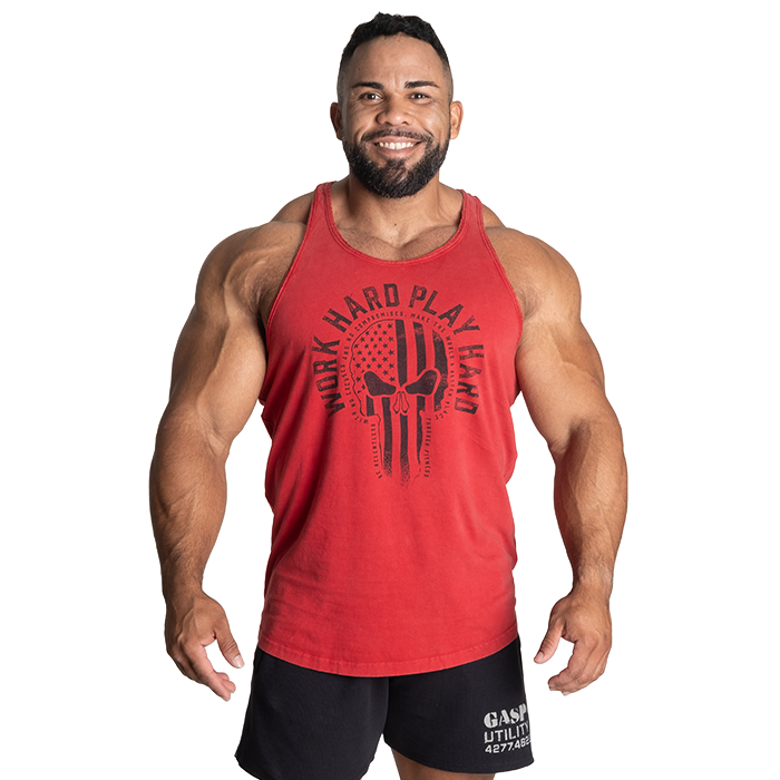 Skull T-back, Acid Chili Red