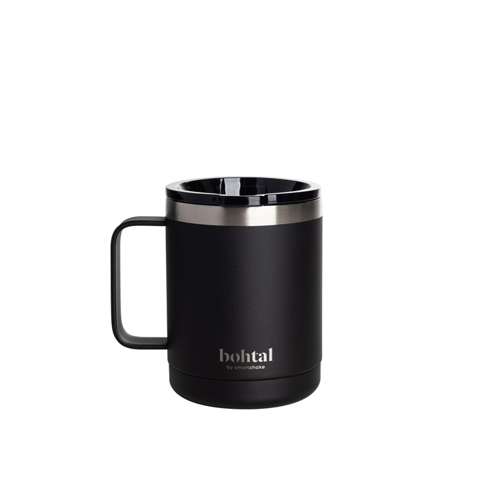 SmartShake Bohtal Stainless Steel Coffee Cup, 350 ml, Black
