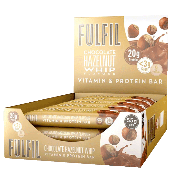 15 x FULFIL Protein Bar, 55 g, Chocolate Hazelnut Whip, kort datum 