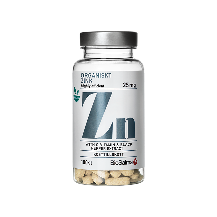 Zink 25 mg + C‑vitamin & Sort peber 100 tabletter