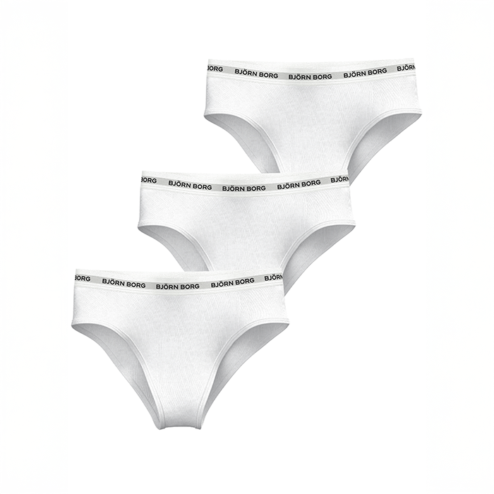 Björn Borg Trusser 3P Logo High Waist Brief Hvid bomuld Medium Dame