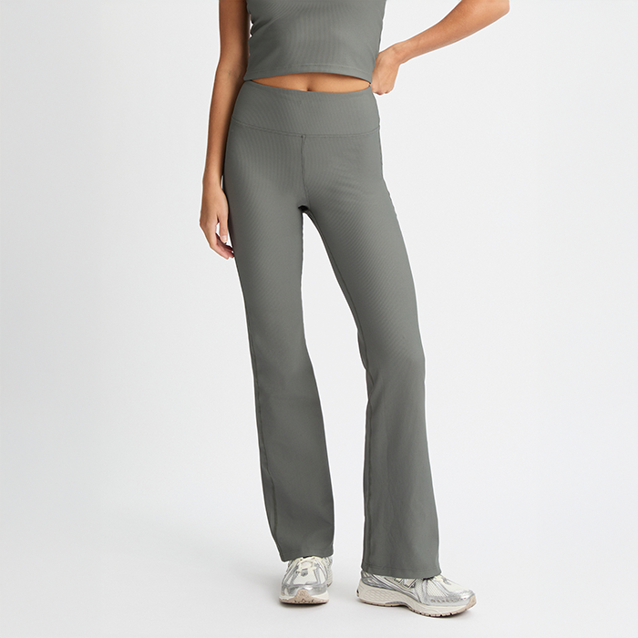 Ribstrikkede Flare Tights Grøn