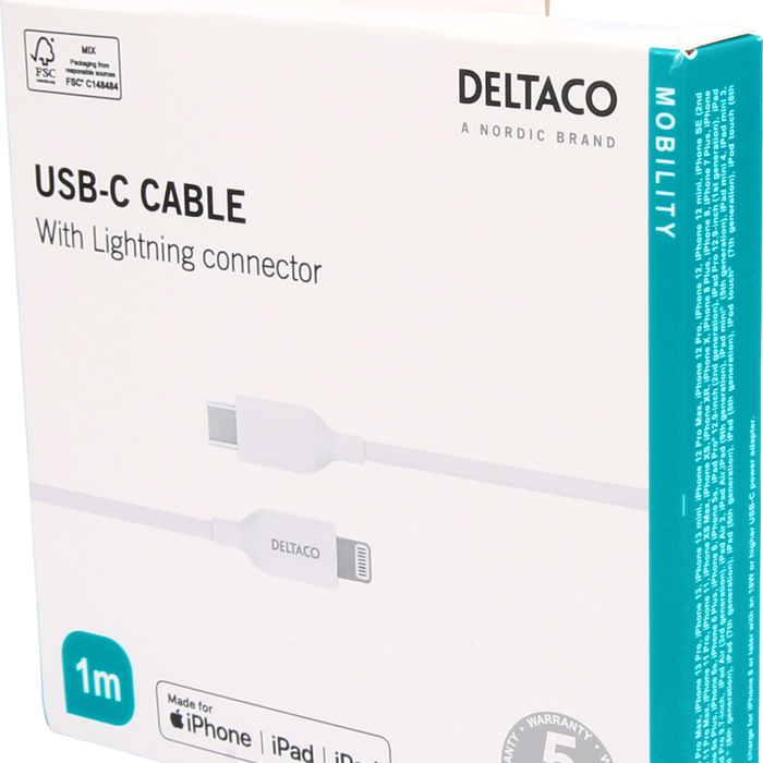 USB-C til Lightning Ladekabel 1 m Hvid