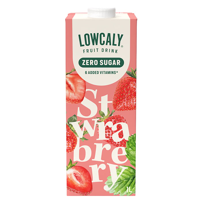 Lowcaly Frugtdrik 1000 ml strawberry