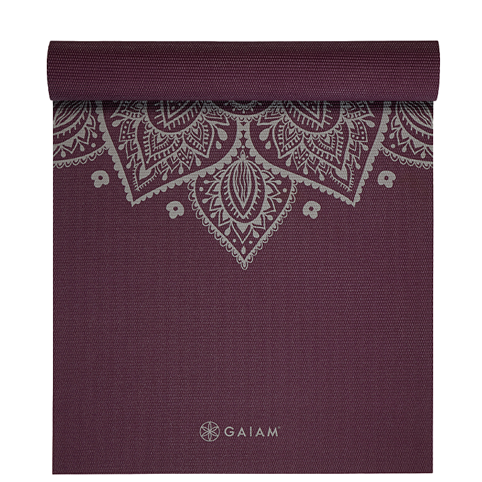 Gaiam Midnight Plum Sundial Flower Yoga Mat 5 mm