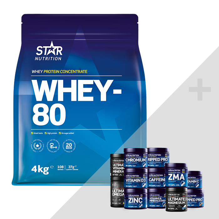 Whey-80 Valleprotein 4 kg + Bonusprodukt