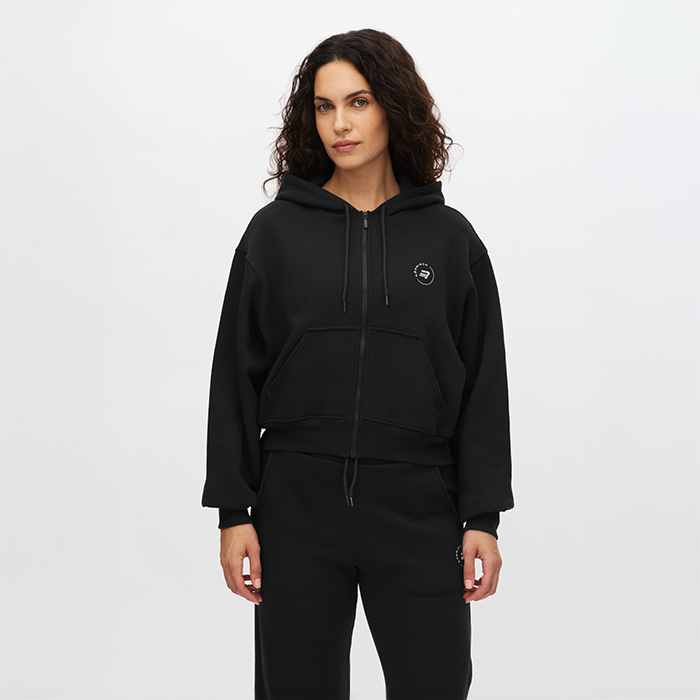 Base Hættetrøje med Lynlås Sort