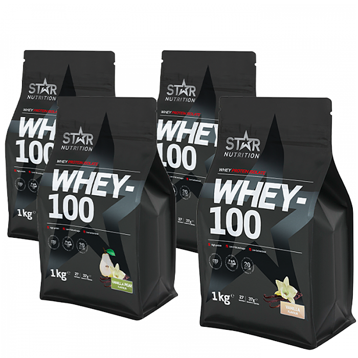 Mix&Match: 4 x Whey-100 Valleprotein 1 kg