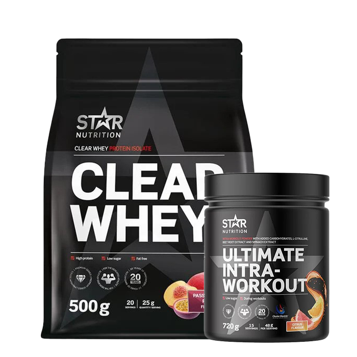 Clear Whey Whey Protein 500 g + Ultimate Intra Workout kulhydratpulver 720 g