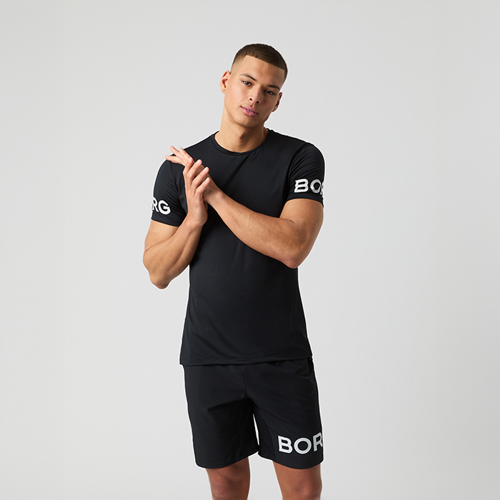 Björn Borg Performance Tee Sort polyester Small Herre