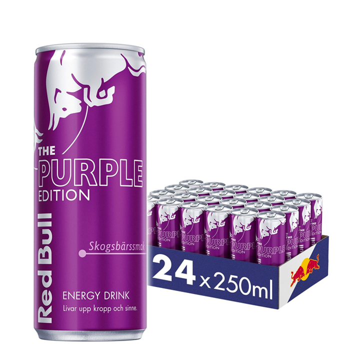 24 x Red Bull Energidrik kasse 250 ml Purple Edition Skovb&aelig;r Skogsb&auml;r