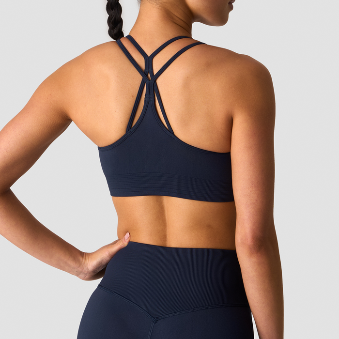 Define Seamless V‑udsk&aring;ret Sports‑BH M&oslash;rkebl&aring;