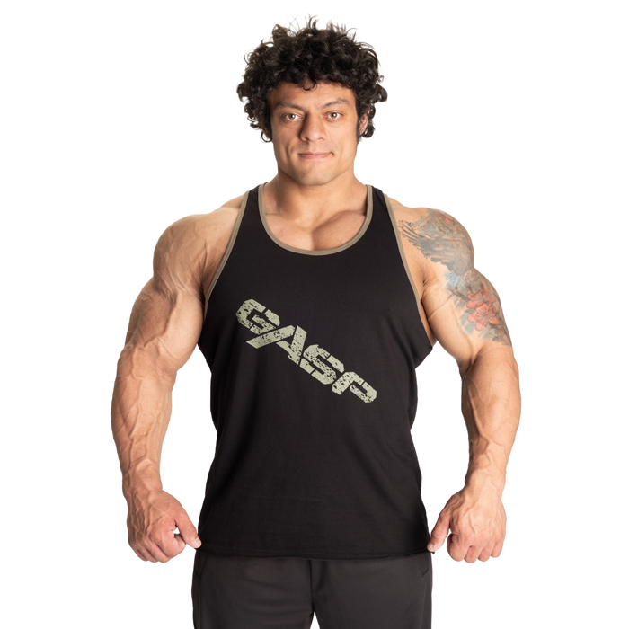 Vintage T-Back Tanktop Sort Gr&oslash;n