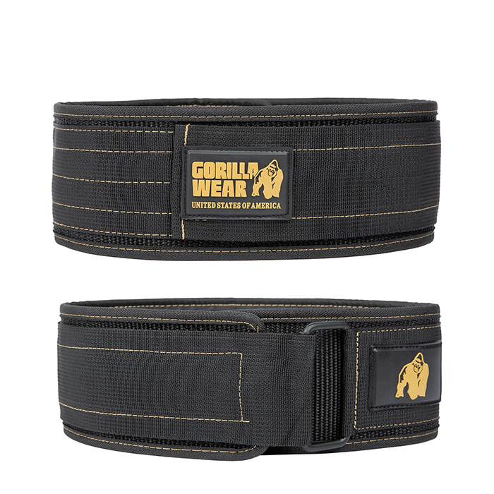 4 Inch Nylon Belt, black/gold, small/medium