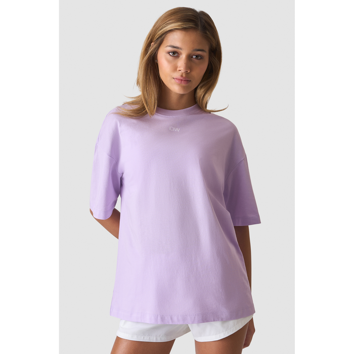 Everyday Oversized Bomulds T shirt Print Lilla