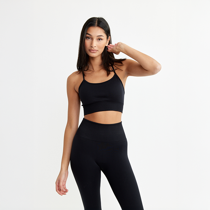 Drop Of Mindfulness Signature Seamless Bra, , Black