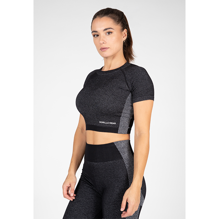 Selah Seamless Crop Top, Black