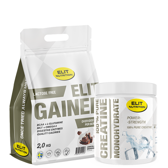 100 % ren kreatinmonohydrat 300 g + laktosefri Gainer 2 kg