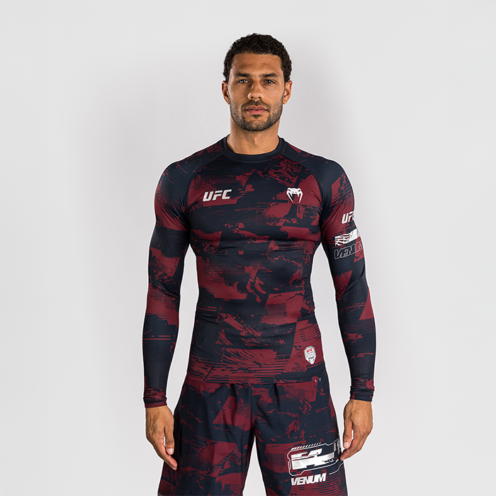 UFC Zenith by Venum Fight Week Rashguard Lang&aelig;rmet Bl&aring; R&oslash;d Gr&aring;