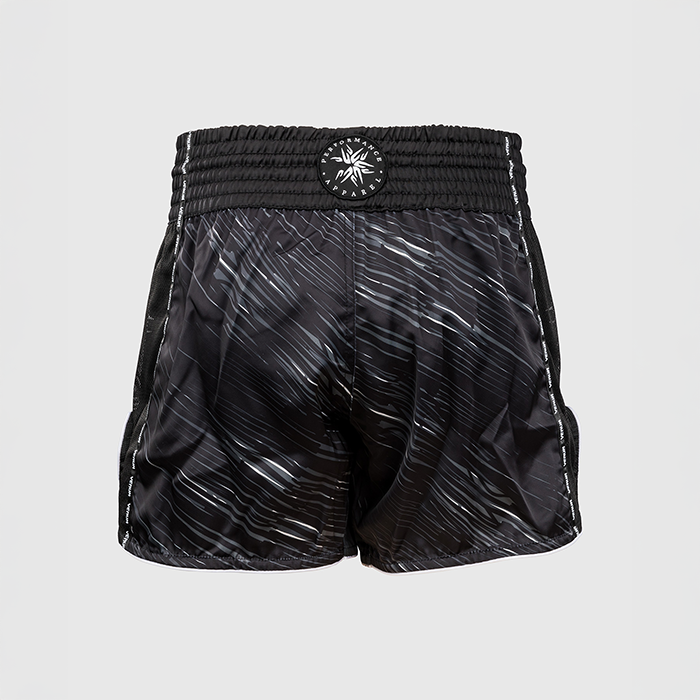 Rapid Muay Thai Shorts Sort Gr&aring; Hvid