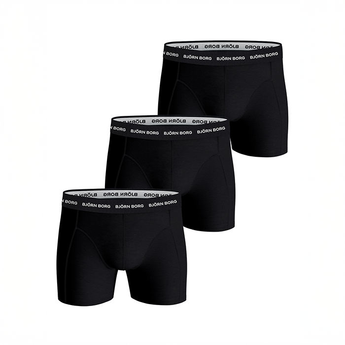 Björn Borg 3P Essential Shorts Sort bomuld Large Herre
