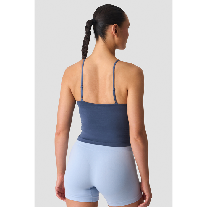 Smooth Seamless 2 i 1 Tanktop med Tynde Stropper Bl&aring;
