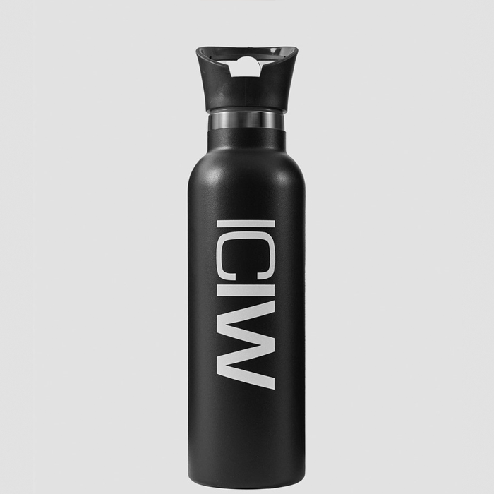 Vandflaske Rustfrit Stål 600 ml Sort/Hvid