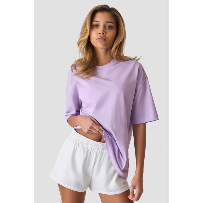 Everyday Oversized Bomulds T shirt Print Lilla