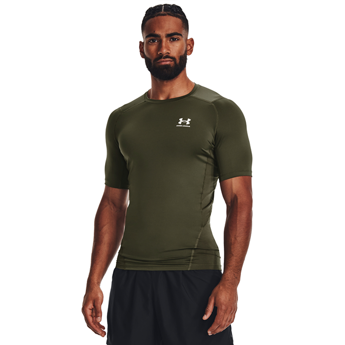 Under Armour HeatGear SS Compression Shirt Militærgrøn  Small Herre
