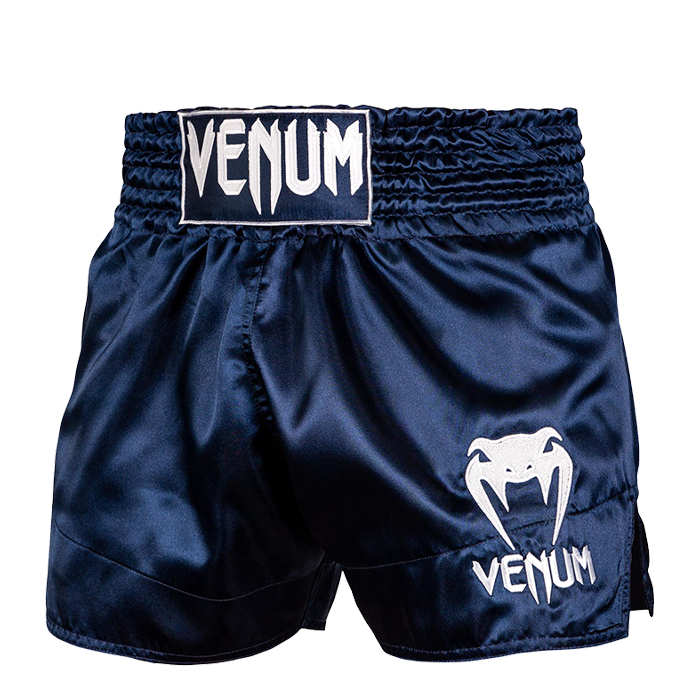 Klassiske Muay Thai Shorts Bl&aring;/Hvide