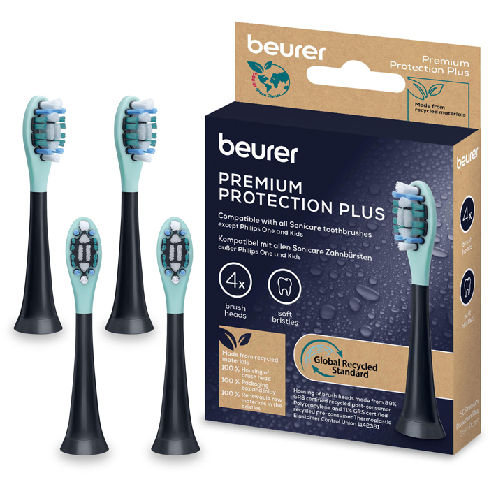 Beurer Premium Protection Plus Tandbørstehoveder - 4 stk. (Kompatibel med Philips Sonicare)