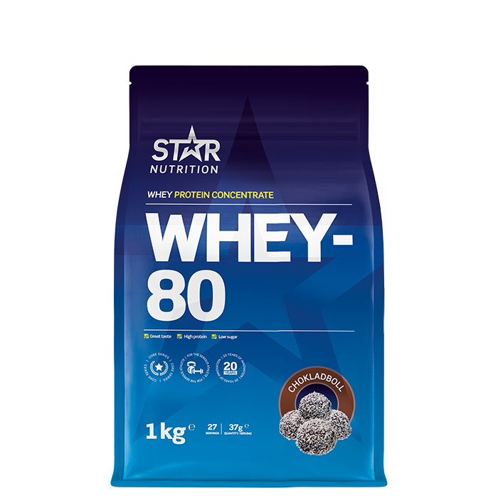 Whey-80 Valleprotein 1 kg chokladboll
