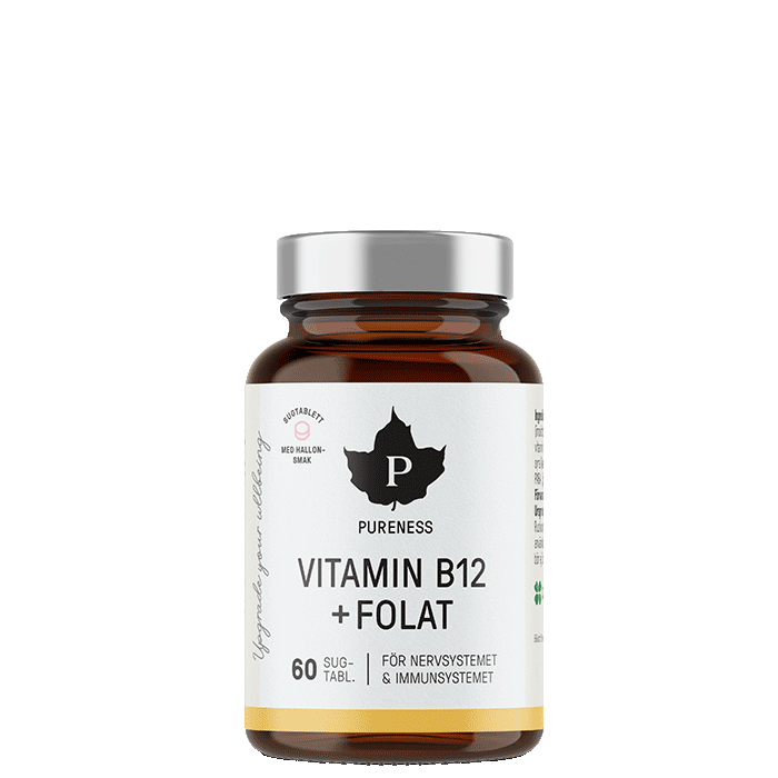 B12-vitamin + Folat, Hindbær, 60 sugetabletter