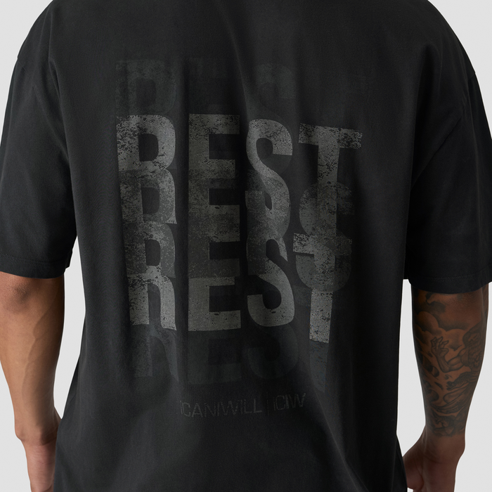 Grit T-Shirt Print, Stonewashed black