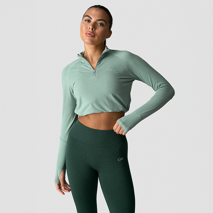 Define Kort 1/4 Zip Trøje Lys Mosgrøn
