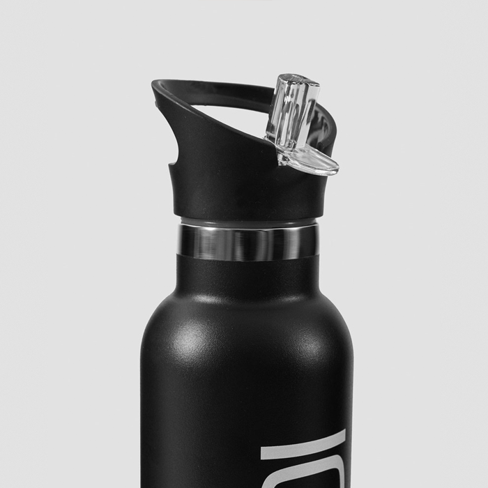 Vandflaske Rustfrit St&aring;l 600 ml Sort/Hvid