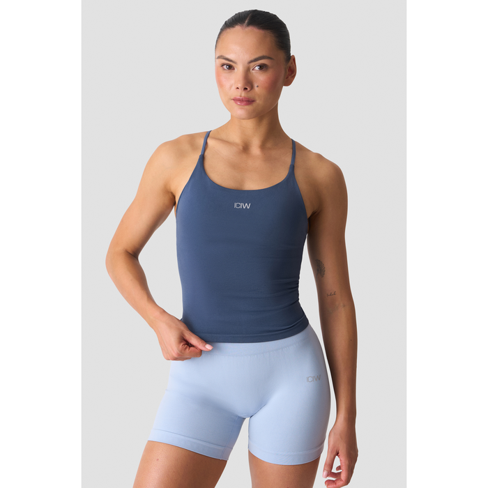 Smooth Seamless 2 i 1 Tanktop med Tynde Stropper Blå