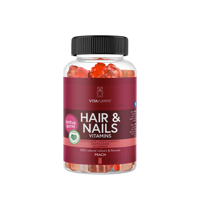 Hår & negle vitaminer 60 Gummies Fersken billede