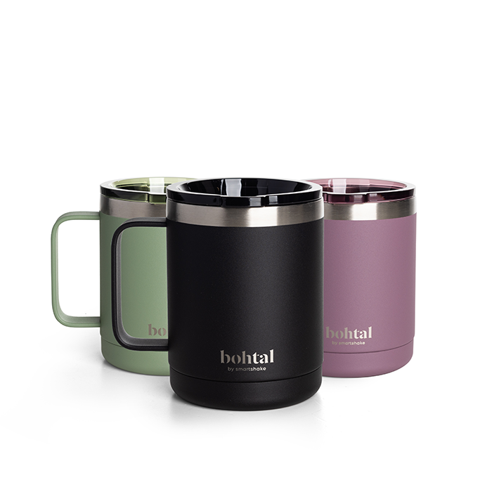SmartShake Bohtal Stainless Steel Coffee Cup, 350 ml, Black