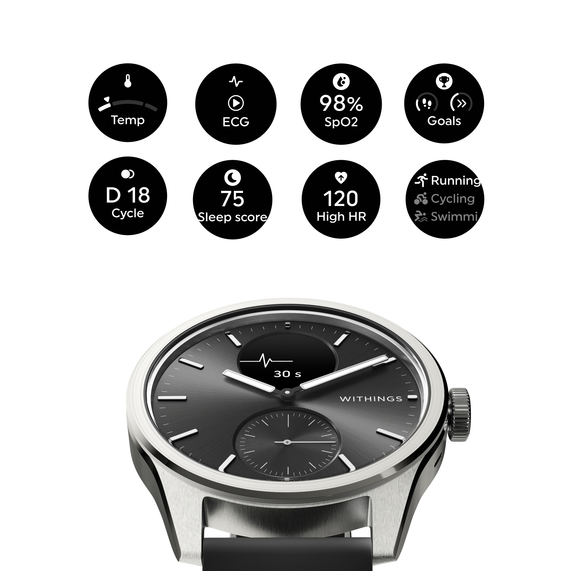 Tr&aelig;ningsur Scanwatch 2 42mm Black