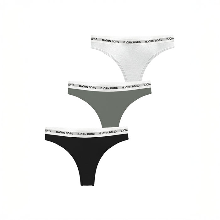 Björn Borg Logo Thongs 3-pack Sort, M