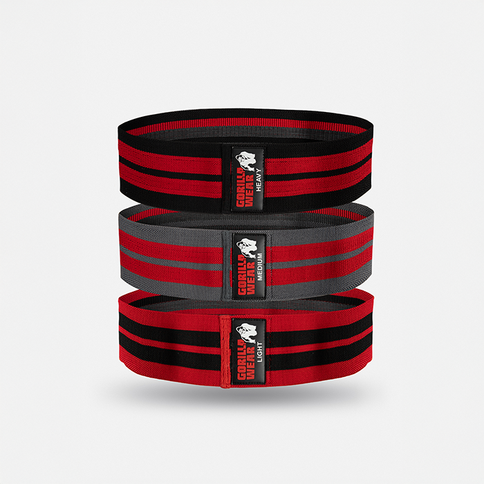 Glute band 3-pack Sort R&oslash;d Gr&aring;