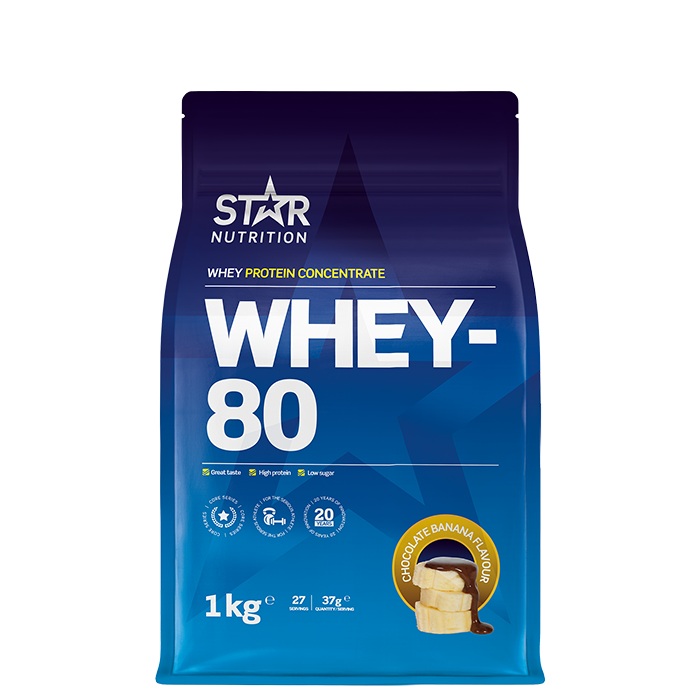 Whey-80 Valleprotein 1 kg chokladbanan