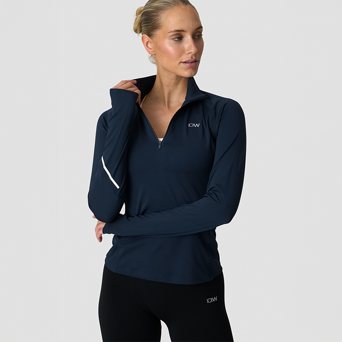 Everyday Langærmet Stribet 1/4 Zip Blå