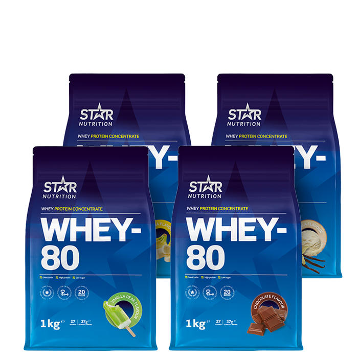 Mix&Match: 4 x Whey-80 Valleprotein 1 kg